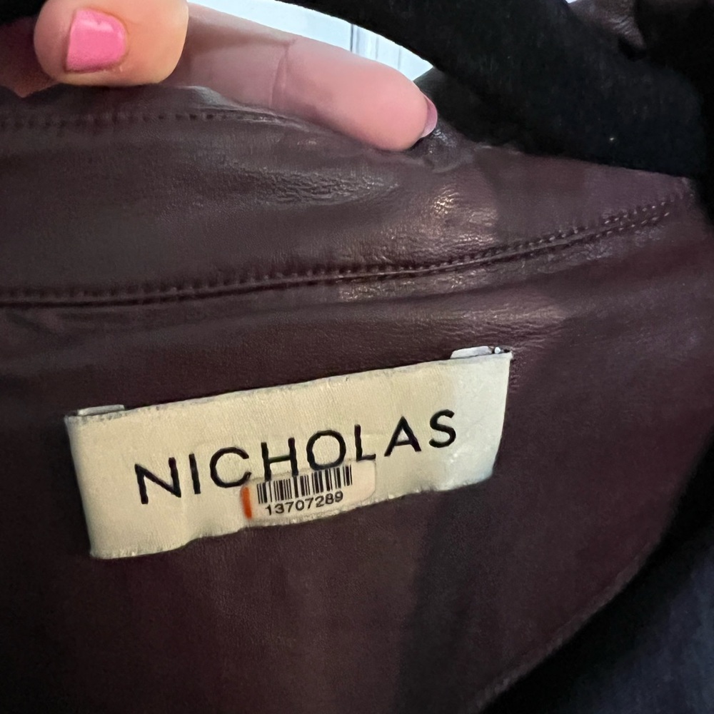 Nicholas Burgundy Faux Leather Button Down Larisa Dress Size 2 US $525 - Picture 6 of 7